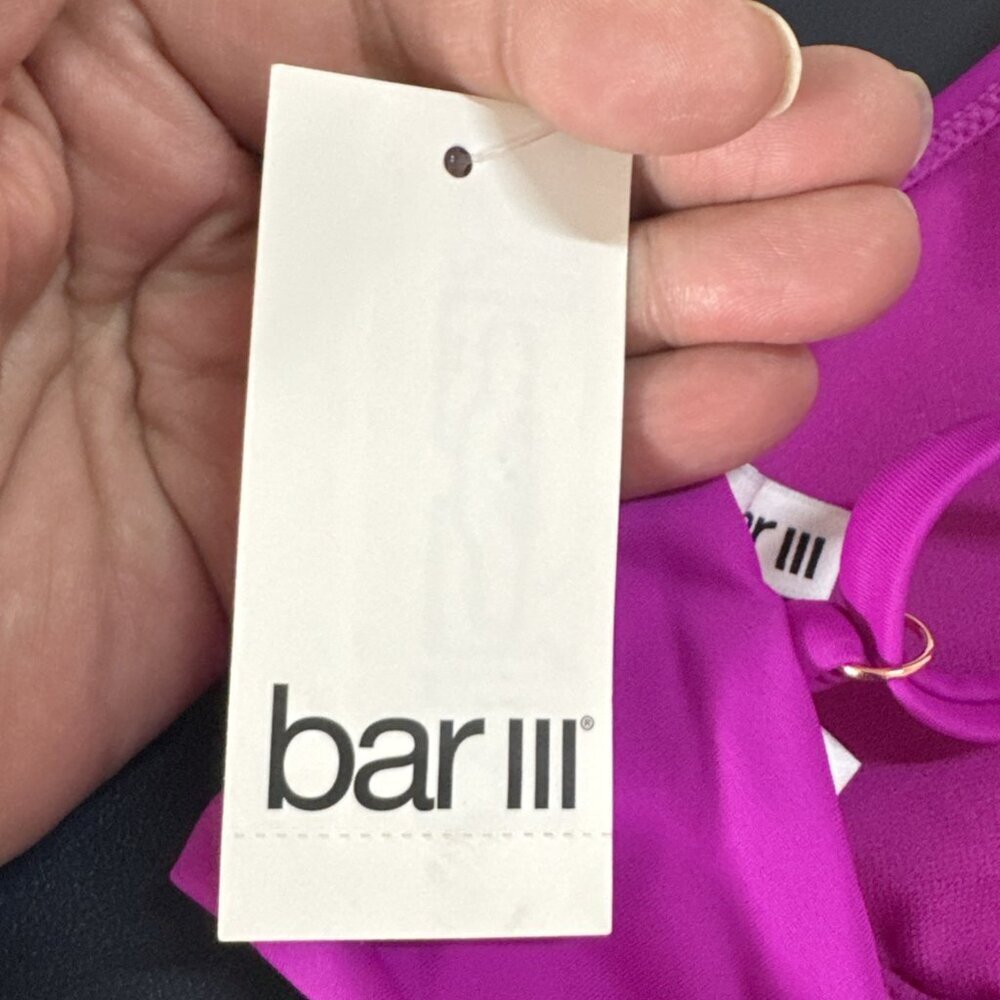 Bar III Banded Ring Bikini Swim Top Women's L Violet NWT 9379 - Picture 9 of 12